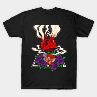 split heart surrounded by flowers T-Shirt